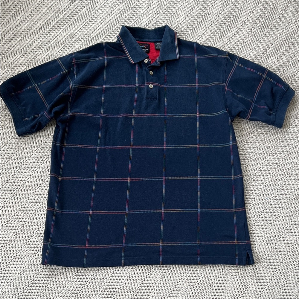 Greg Norman Collection Navy Checkered Polo Shirt